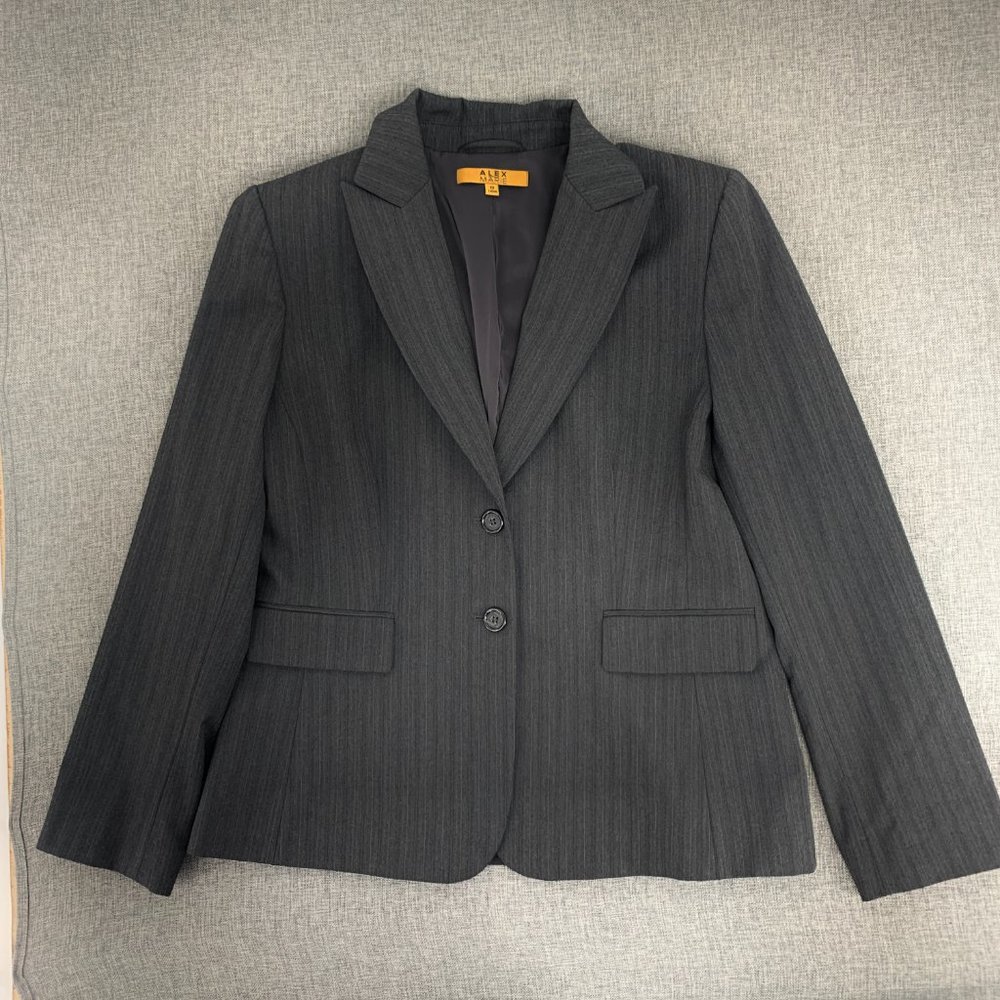 Alex Marie Grey Long Sleeve Blazer 2 Button Lined Business Work Professional Wea